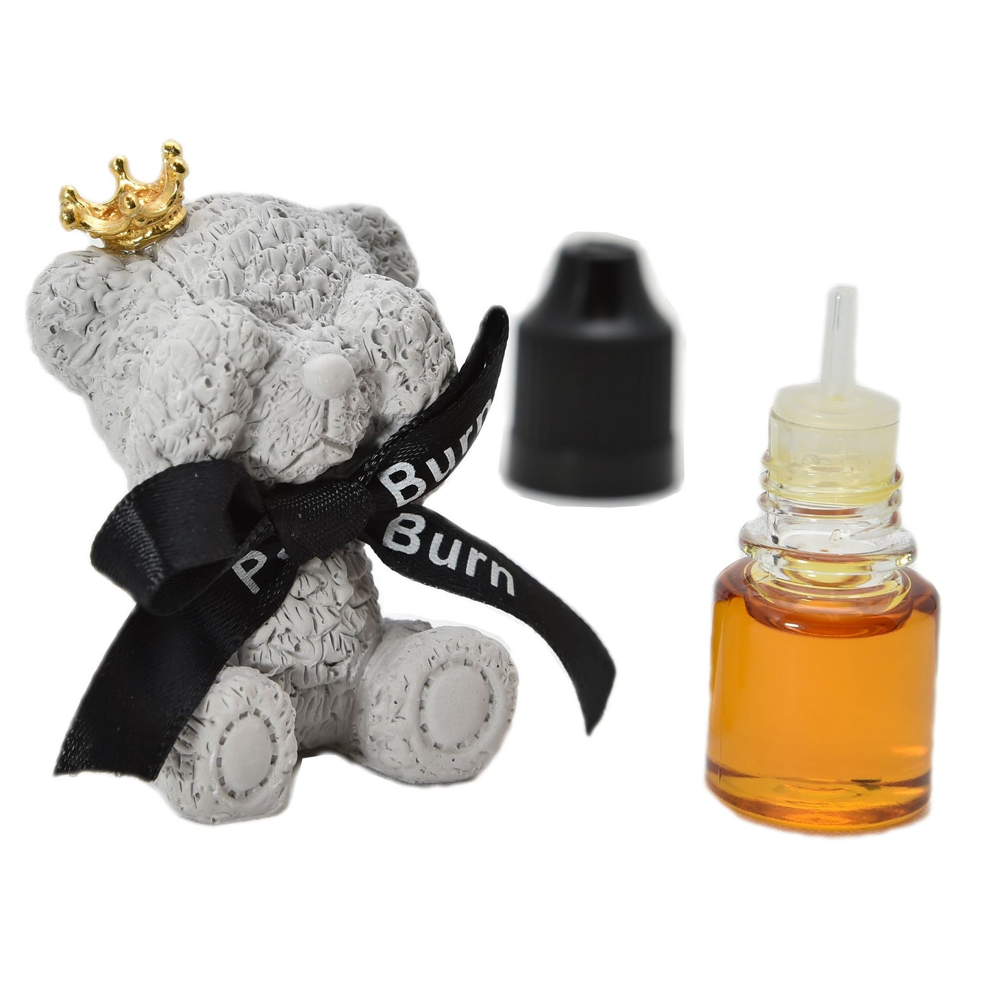 Grey Tom Bear with a refill bottle